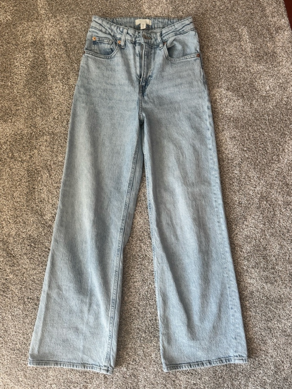 H&M Light Blue Wide-Leg High-Rise Jeans
